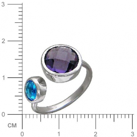 Кольцо безразмерное с сапфировыми стеклом из серебра (арт. 827085)