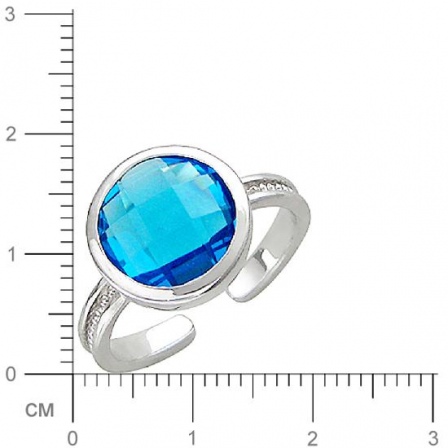 Кольцо безразмерное с сапфировым стеклом из серебра (арт. 827087)