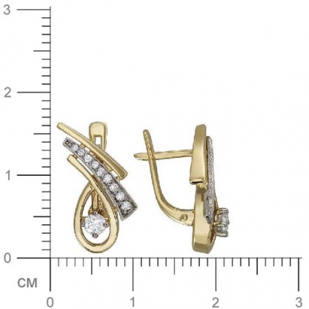 Серьги с фианитами из комбинированного золота (арт. 827150)
