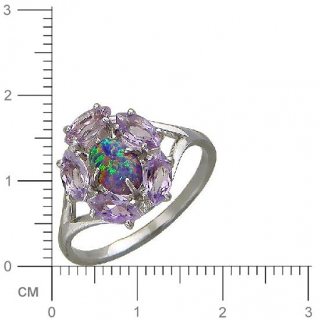 Кольцо с опалом, топазами из серебра (арт. 827202)
