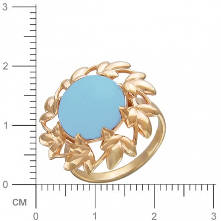 Кольцо с бирюзой из серебра с позолотой (арт. 827252)