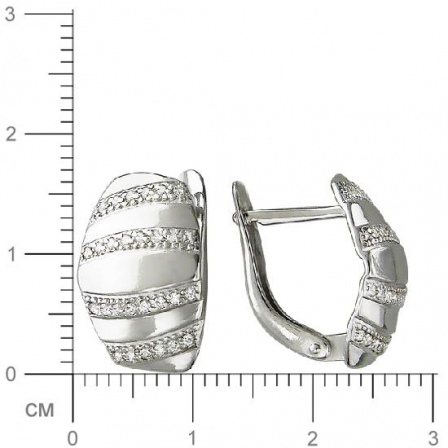 Серьги Пластины с фианитами из серебра (арт. 827363)