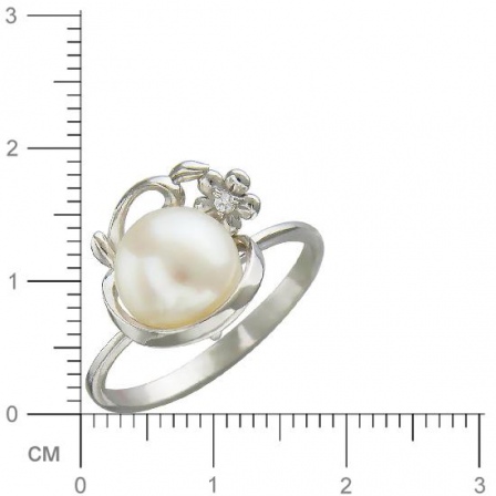 Кольцо с жемчугом, фианитом из серебра (арт. 827480)