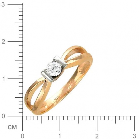 Кольцо с фианитом из комбинированного золота (арт. 827855)