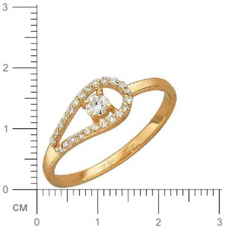 Кольцо с фианитами из красного золота (арт. 827892)