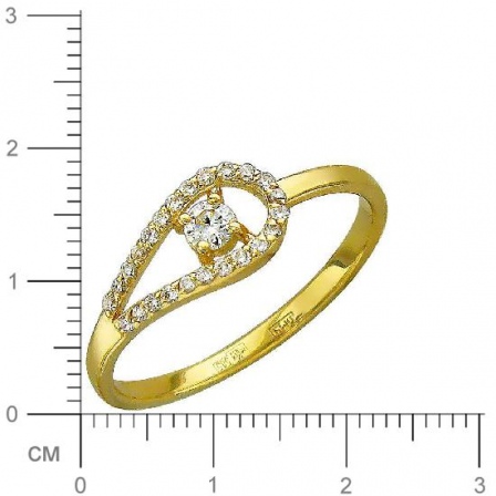 Кольцо с фианитами из желтого золота (арт. 827895)