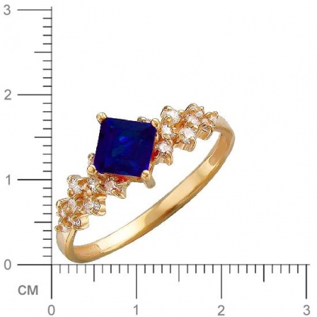 Кольцо с сапфиром, фианитами из красного золота (арт. 827898)