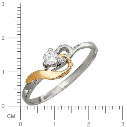 Кольцо с фианитом из комбинированного золота (арт. 828078)