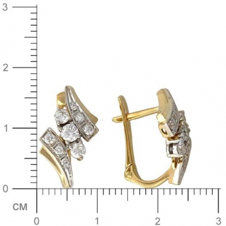Серьги с фианитами из комбинированного золота (арт. 828125)