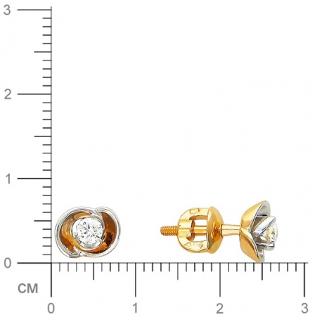 Серьги с фианитами из комбинированного золота (арт. 829148)