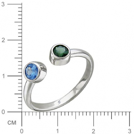 Кольцо безразмерноес фианитами из серебра (арт. 829318)