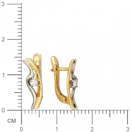 Серьги с фианитами из комбинированного золота (арт. 829340)