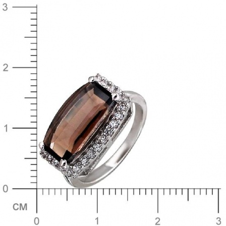 Кольцо с раухтопазом, фианитами из серебра (арт. 829435)
