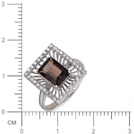 Кольцо с раухтопазом, фианитами из серебра (арт. 829442)
