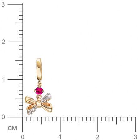 Подвеска Бантик с рубином, фианитами из красного золота (арт. 829849)