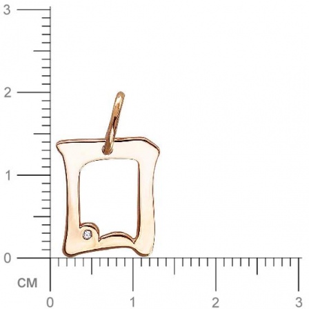 Подвеска Буква "О" с фианитом из красного золота (арт. 830666)
