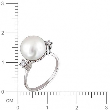 Кольцо с жемчугом, фианитами из серебра (арт. 831432)