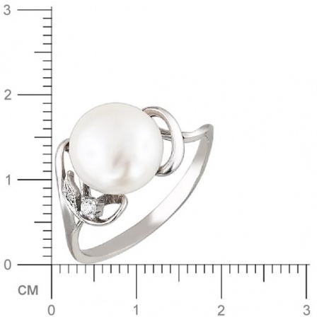 Кольцо с жемчугом, фианитом из серебра (арт. 831435)