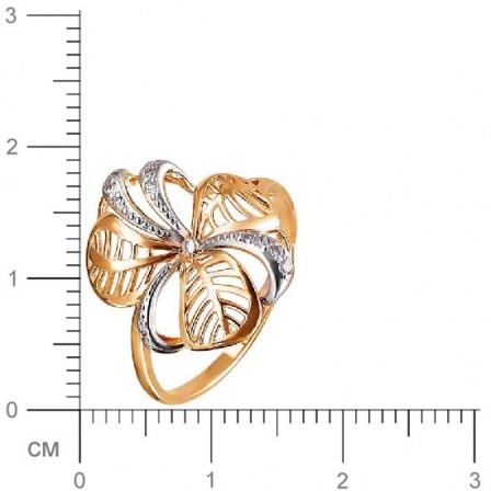 Кольцо Цветок с фианитами из красного золота (арт. 831962)