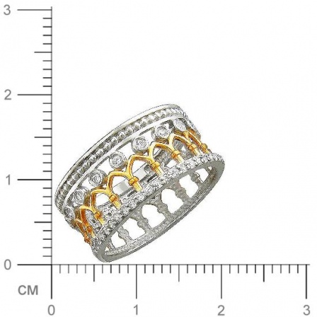 Кольцо с фианитами из серебра с позолотой (арт. 832370)