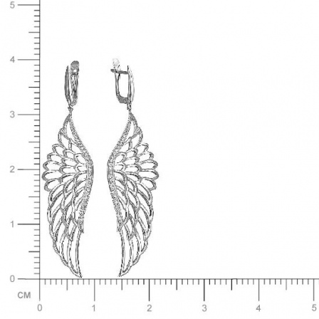 Серьги Крылья с фианитами из серебра (арт. 832386)