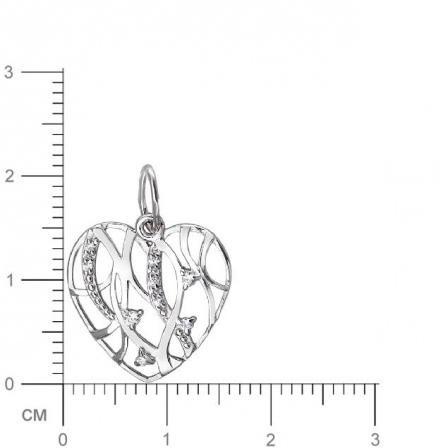 Подвеска Сердце с фианитами из серебра (арт. 832570)