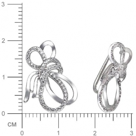 Серьги Бантики с фианитами из серебра (арт. 832609)