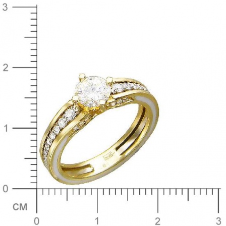 Кольцо с бриллиантами, вставкой из эмали из комбинированного золота 750 (арт. 832672)