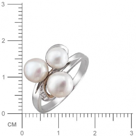 Кольцо с жемчугом, фианитом из серебра (арт. 832841)