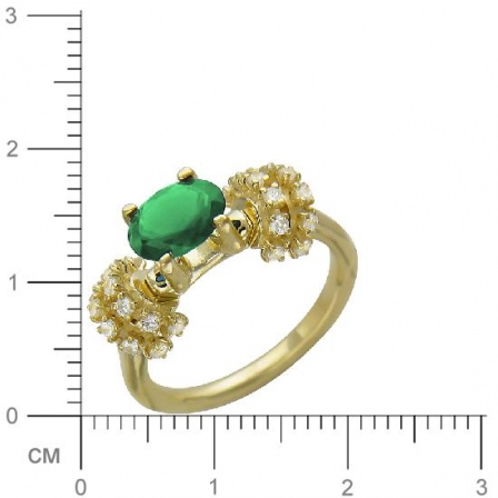 Кольцо с алпанитом, фианитами из желтого золота (арт. 833796)