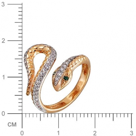 Кольцо Змейка безразмерное с фианитами из красного золота (арт. 833902)