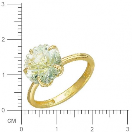 Кольцо Цветок с 1 празиолитом из жёлтого золота (арт. 835275)