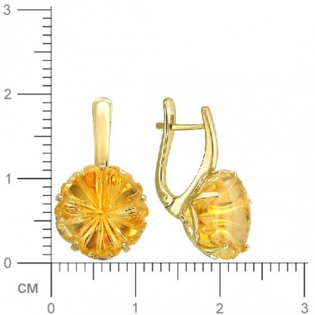 Серьги Цветы с 2 цитринами из жёлтого золота (арт. 835318)