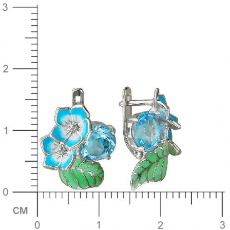 Серьги Цветы с 2 топазами из серебра (арт. 835397)