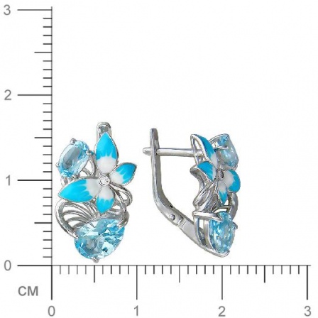 Серьги Цветы с топазами и фианитами из серебра (арт. 835401)