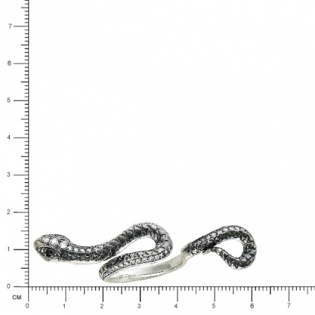 Кольцо Змейка безразмерное с 53 фианитами из серебра (арт. 835464)