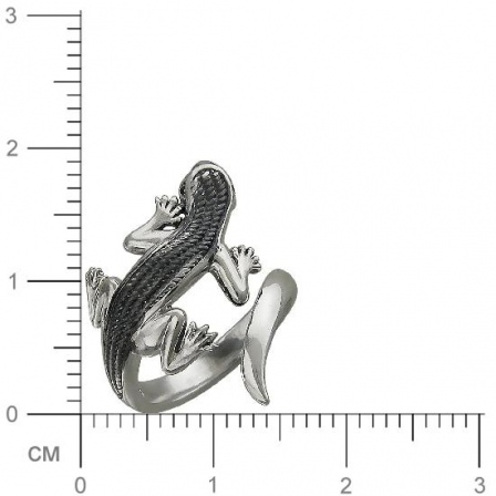 Кольцо Ящерица безразмерное с 2 фианитами из серебра (арт. 835466)
