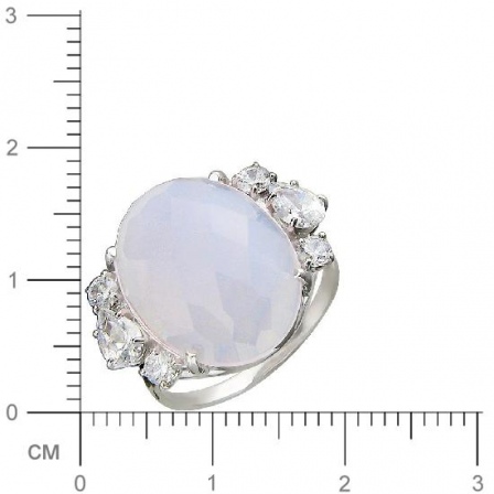 Кольцо с ювелирным стеклом и фианитами из серебра (арт. 835480)