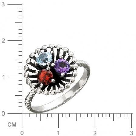 Кольцо с гранатом, топазом и аметистом из серебра (арт. 835794)