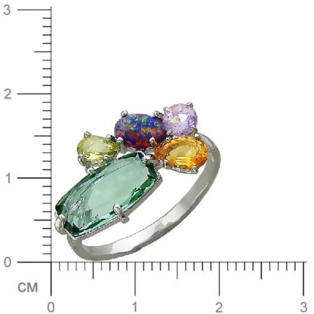 Кольцо с россыпью цветных камней из серебра (арт. 836259)