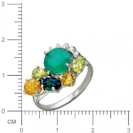 Кольцо с россыпью цветных камней из серебра (арт. 836260)