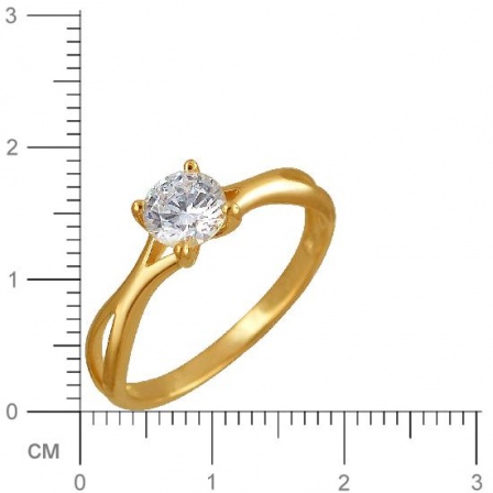 Кольцо с 1 фианитом из жёлтого золота (арт. 836988)