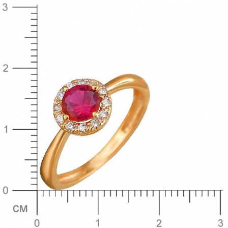 Кольцо с рубином и фианитами из красного золота (арт. 836990)