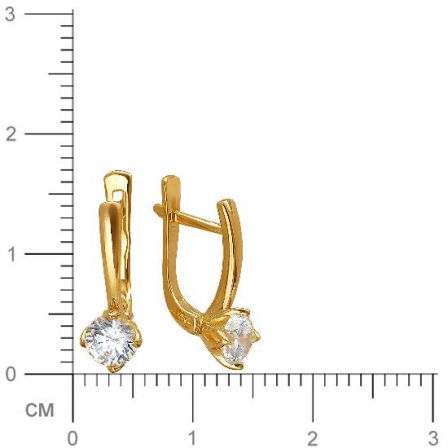 Серьги с 2 фианитами из жёлтого золота (арт. 837019)