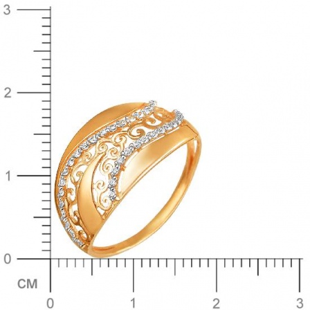Кольцо с 35 фианитами из красного золота (арт. 837405)