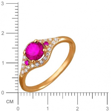 Кольцо с рубинами и фианитами из красного золота (арт. 837422)