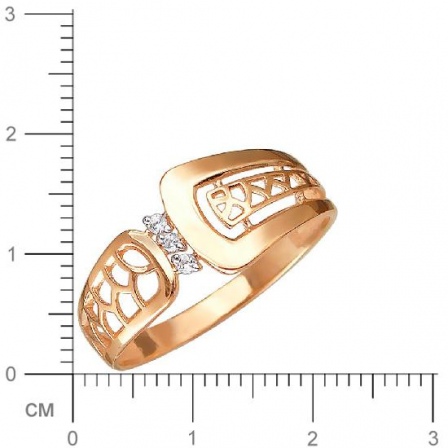 Кольцо с 3 фианитами из красного золота (арт. 837562)