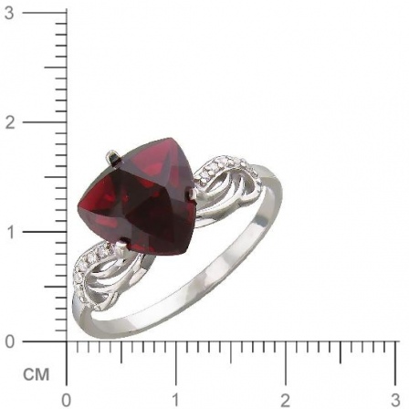 Кольцо с гранатом и фианитами из серебра (арт. 837657)