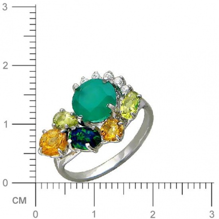 Кольцо с россыпью цветных камней из серебра (арт. 837664)
