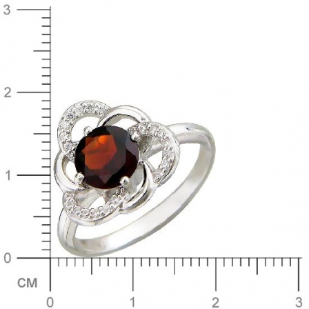 Кольцо с гранатом и фианитами из серебра (арт. 837746)